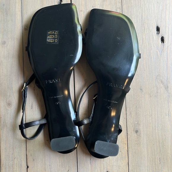 Frame Le Braxton Strappy Leather Black Sandal Square Toe Women EUR 39.5 US 9 - Picture 11 of 15